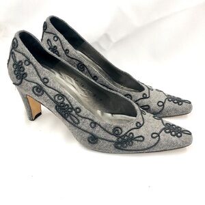 Timothy Hitsman Gray Embroidered Heels